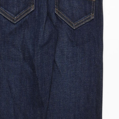 Marks and Spencer Mens Blue Cotton Straight Jeans Size 32 in L33 in Slim Zip