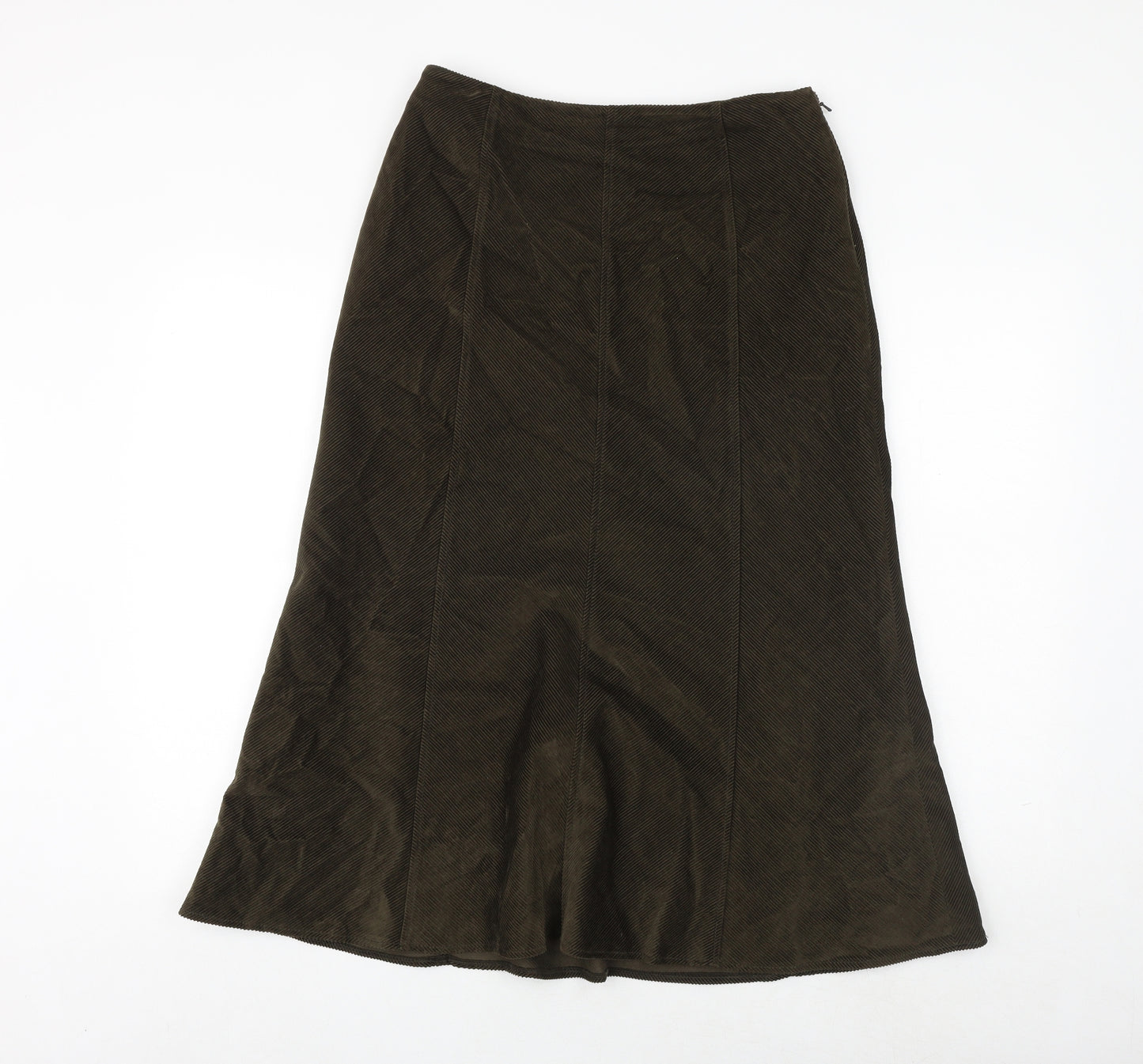 Per Una Womens Green Polyester Swing Skirt Size 12 Zip