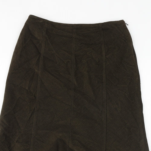 Per Una Womens Green Polyester Swing Skirt Size 12 Zip