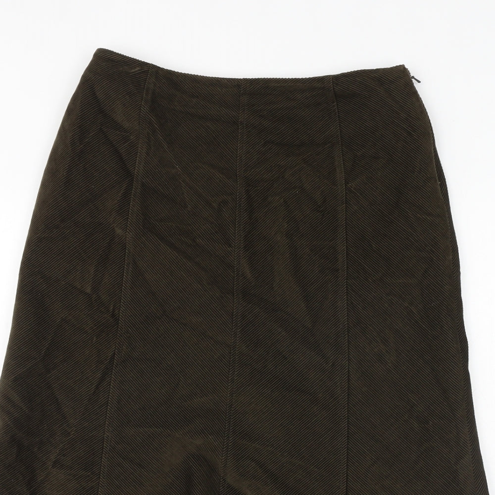 Per Una Womens Green Polyester Swing Skirt Size 12 Zip