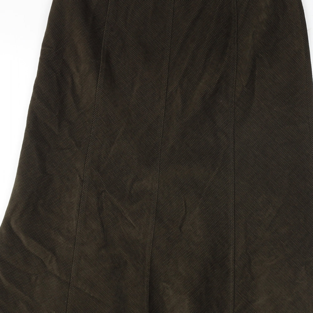 Per Una Womens Green Polyester Swing Skirt Size 12 Zip
