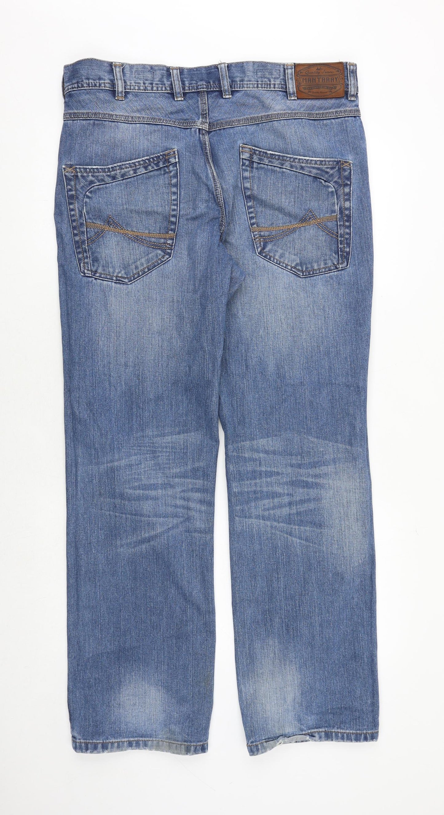 MANTARAY PRODUCTS Mens Blue Cotton Straight Jeans Size 34 in Regular Zip