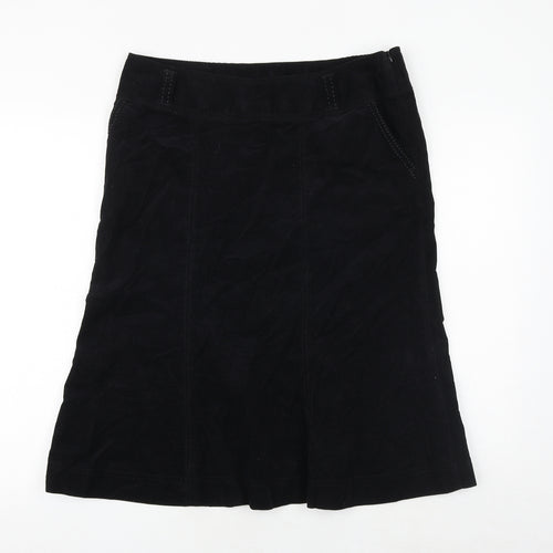 Marks and Spencer Womens Black Cotton Swing Skirt Size 14 Zip