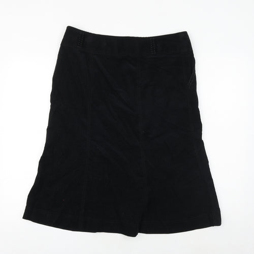 Marks and Spencer Womens Black Cotton Swing Skirt Size 14 Zip