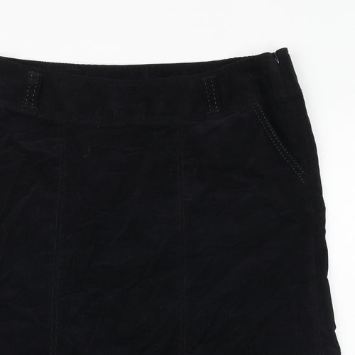 Marks and Spencer Womens Black Cotton Swing Skirt Size 14 Zip