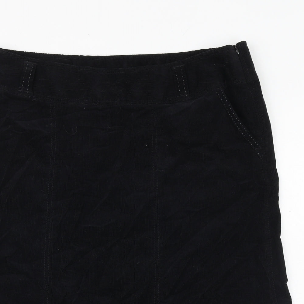 Marks and Spencer Womens Black Cotton Swing Skirt Size 14 Zip
