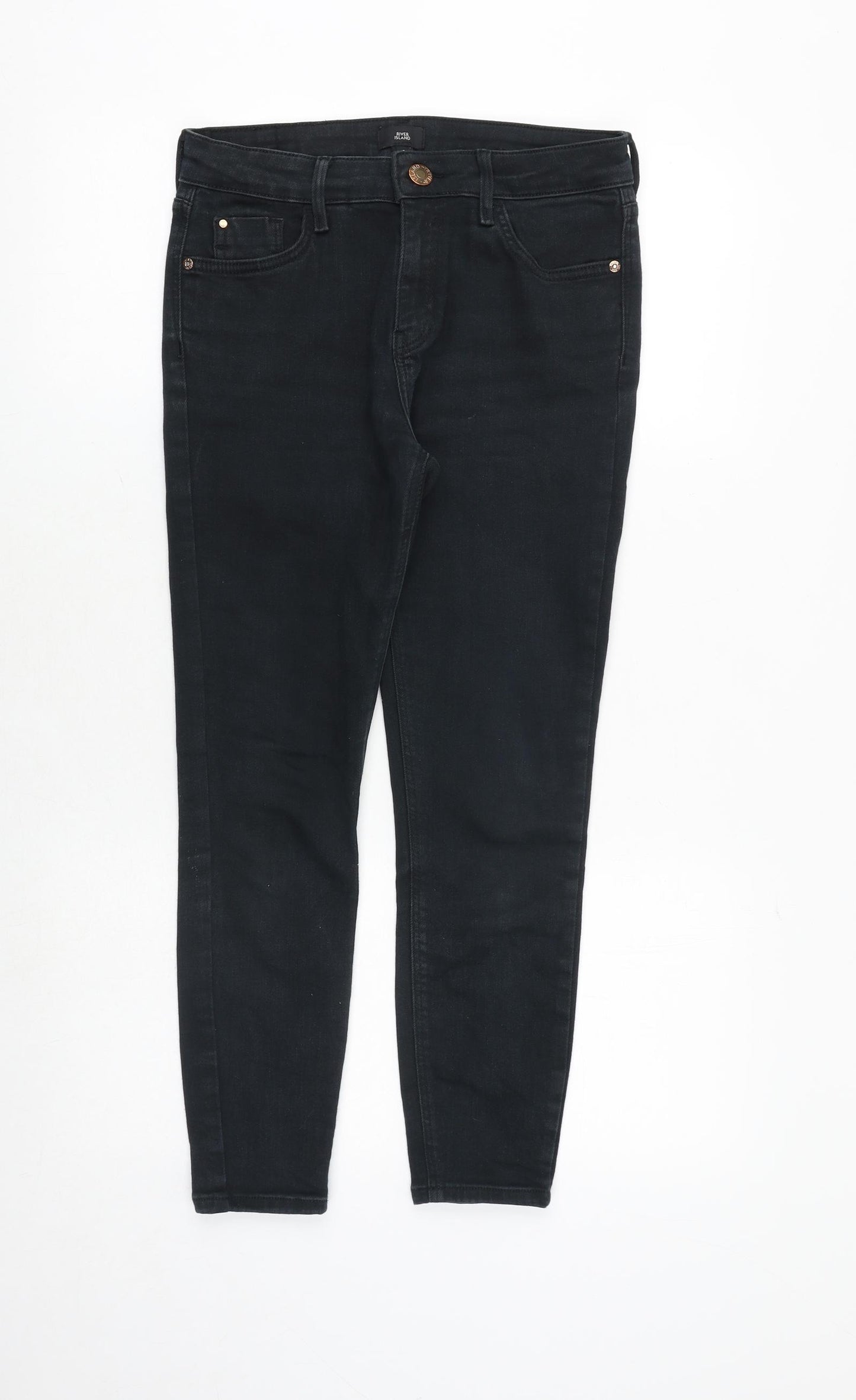 River Island Womens Black Cotton Skinny Jeans Size 10 Regular Zip