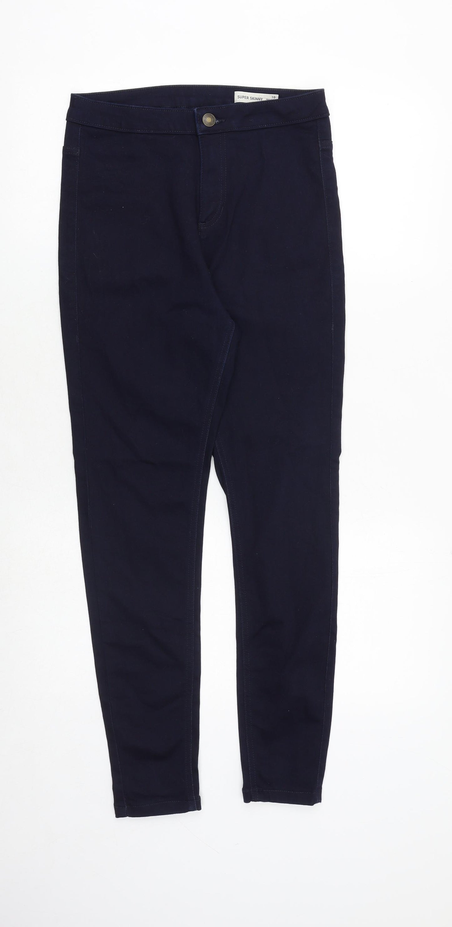 Marks and Spencer Womens Blue Cotton Skinny Jeans Size 10 Regular Zip