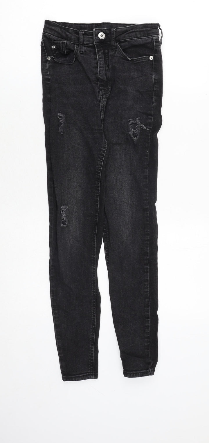 River Island Womens Grey Cotton Skinny Jeans Size 8 Regular Zip