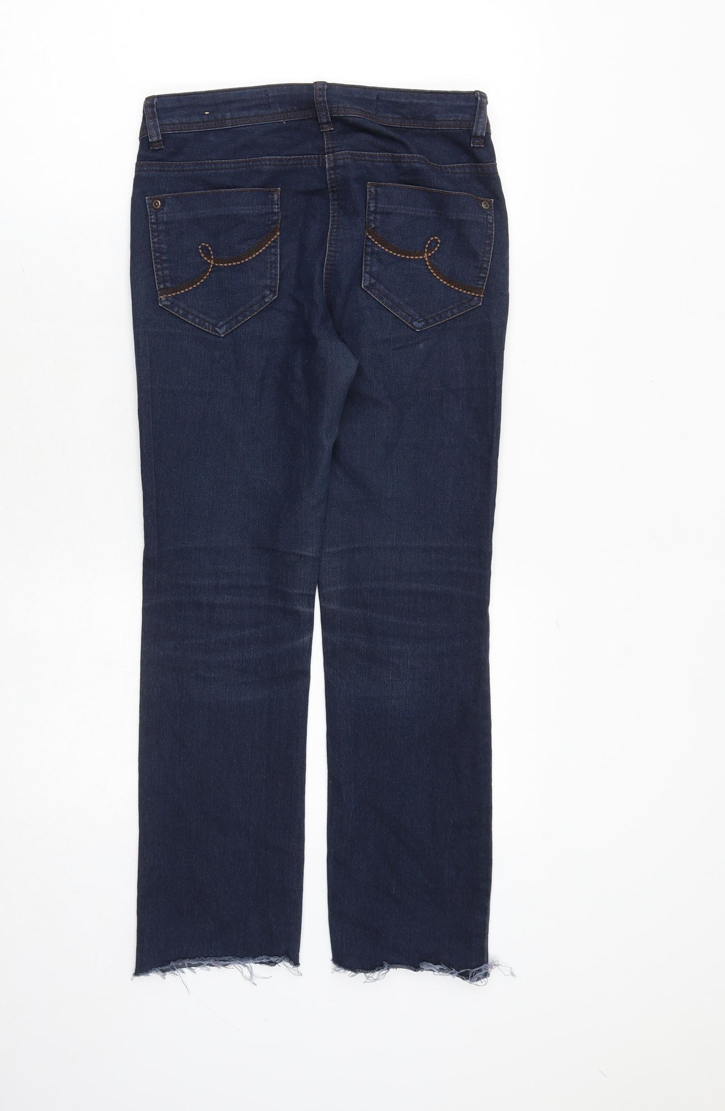 NEXT Womens Blue Cotton Straight Jeans Size 6 Slim Zip