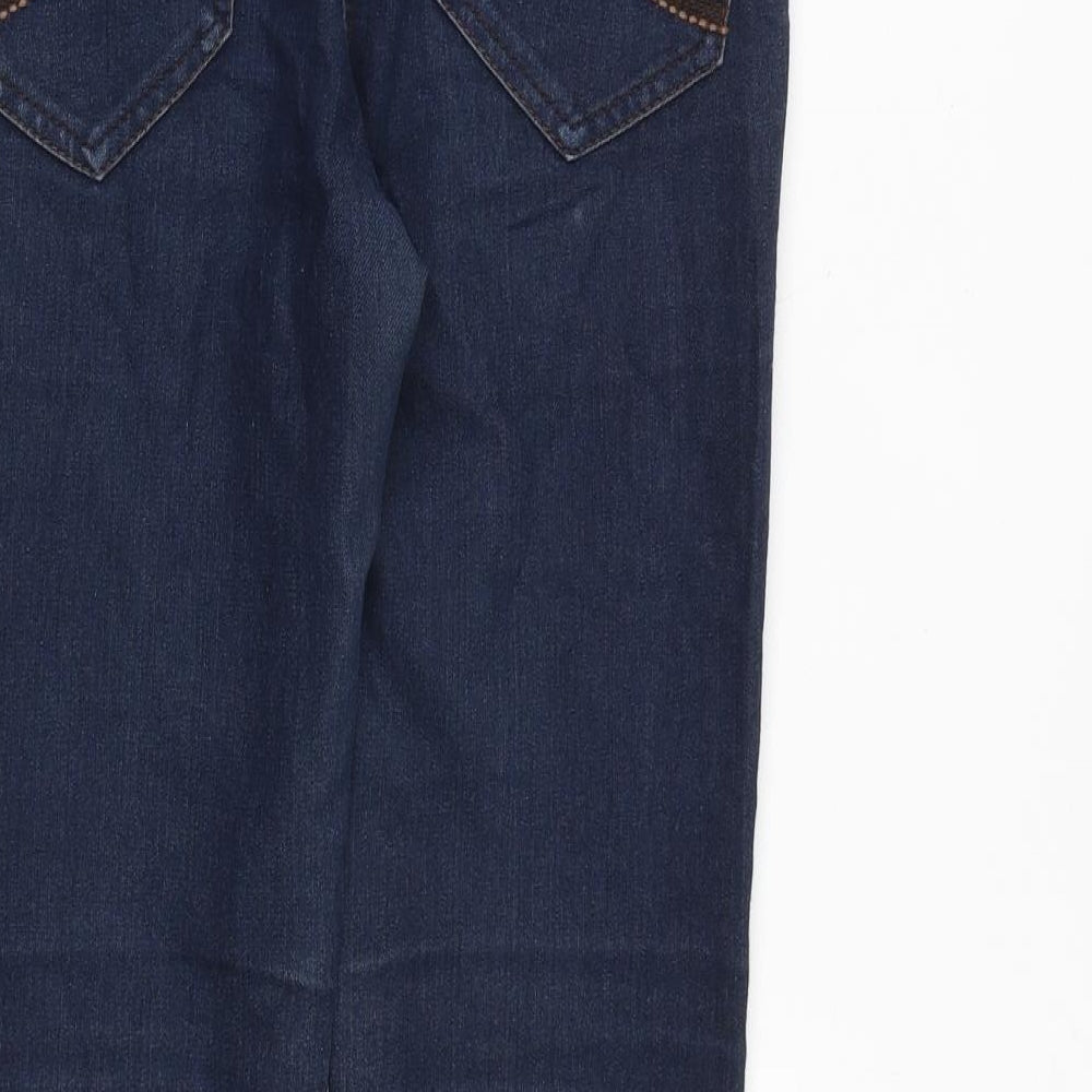 NEXT Womens Blue Cotton Straight Jeans Size 6 Slim Zip