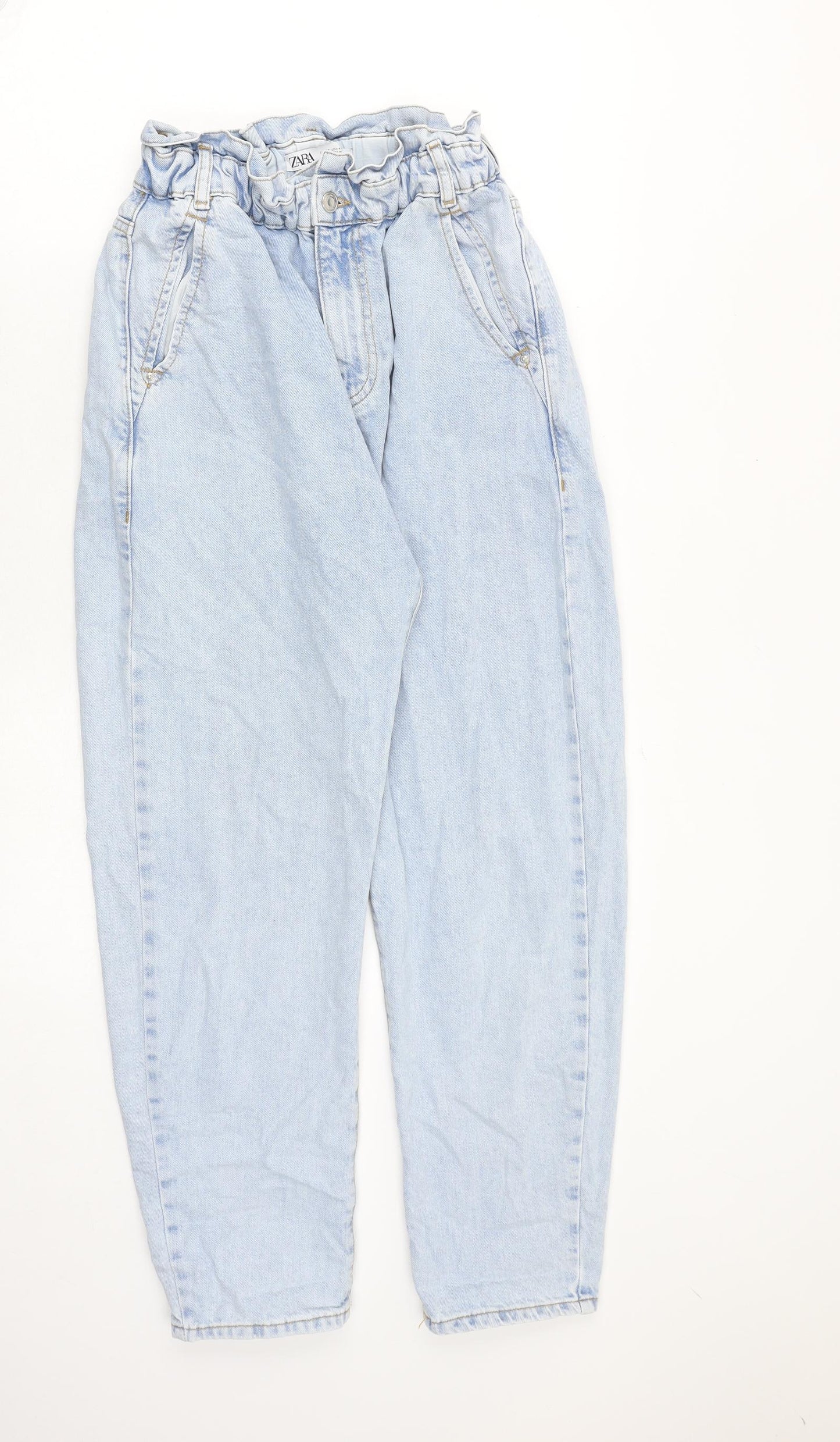 Zara Womens Blue Polyester Mom Jeans Size 8 Regular Zip