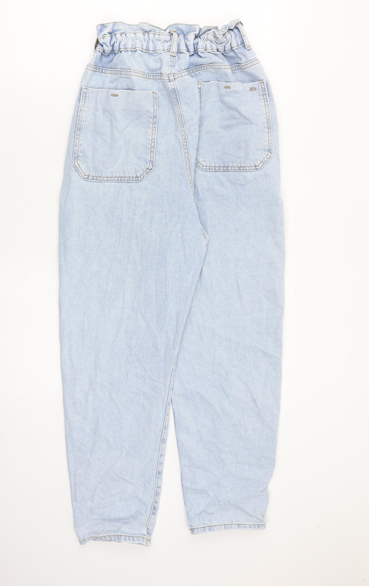 Zara Womens Blue Polyester Mom Jeans Size 8 Regular Zip