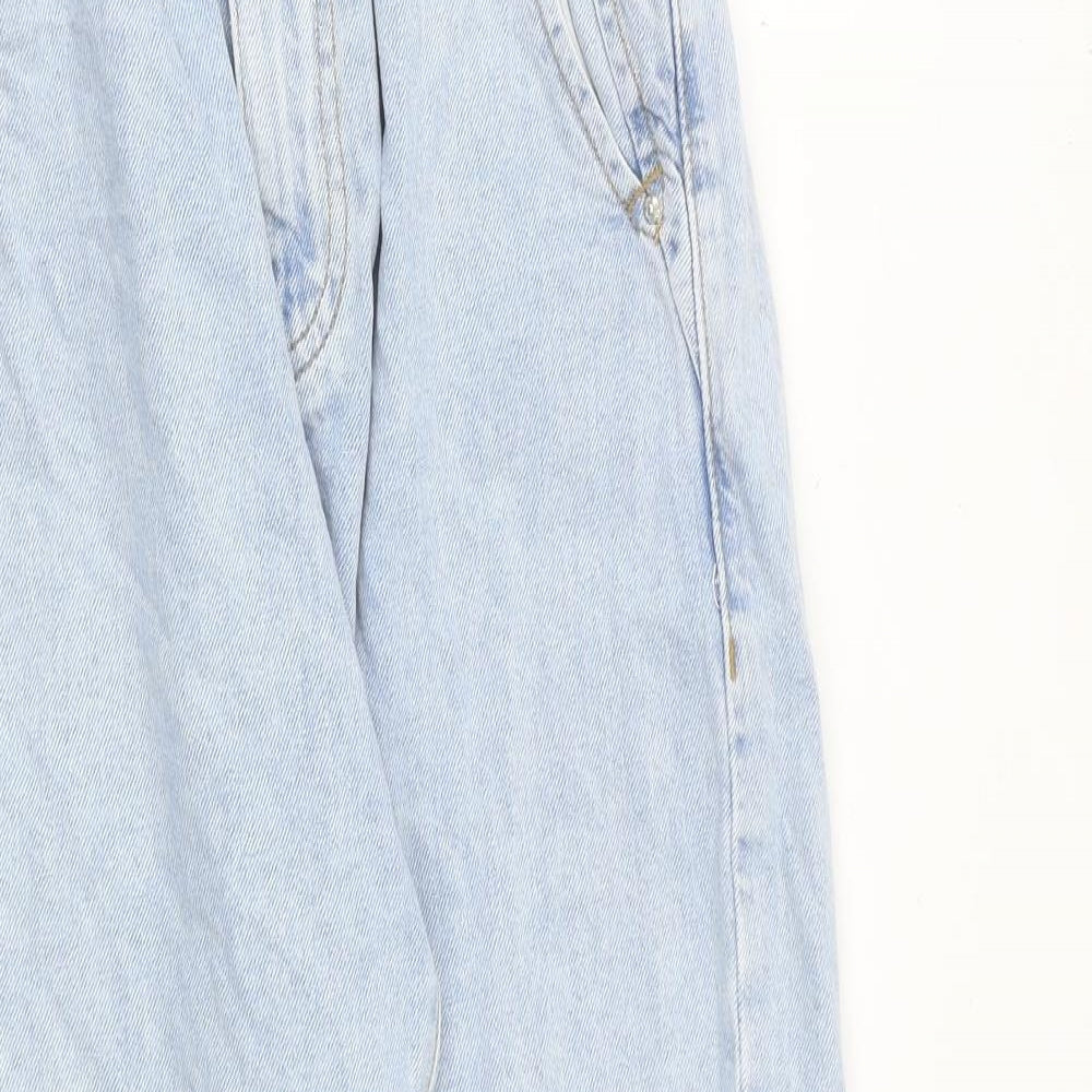 Zara Womens Blue Polyester Mom Jeans Size 8 Regular Zip