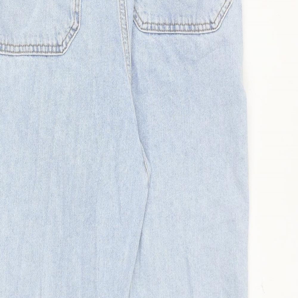 Zara Womens Blue Polyester Mom Jeans Size 8 Regular Zip