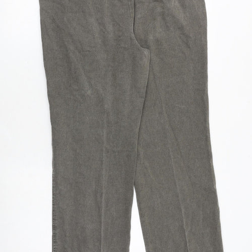 Marks and Spencer Mens Grey Cotton Trousers Size 34 in Regular Zip