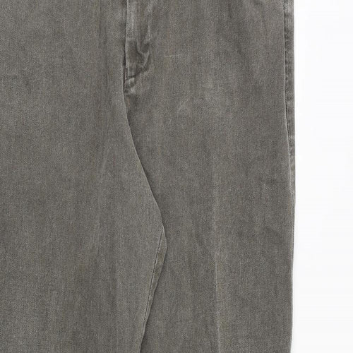 Marks and Spencer Mens Grey Cotton Trousers Size 34 in Regular Zip