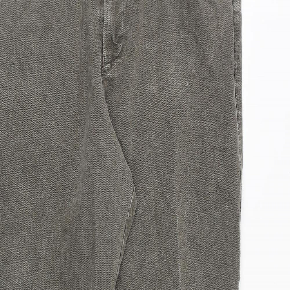 Marks and Spencer Mens Grey Cotton Trousers Size 34 in Regular Zip