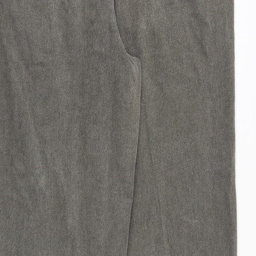 Marks and Spencer Mens Grey Cotton Trousers Size 34 in Regular Zip