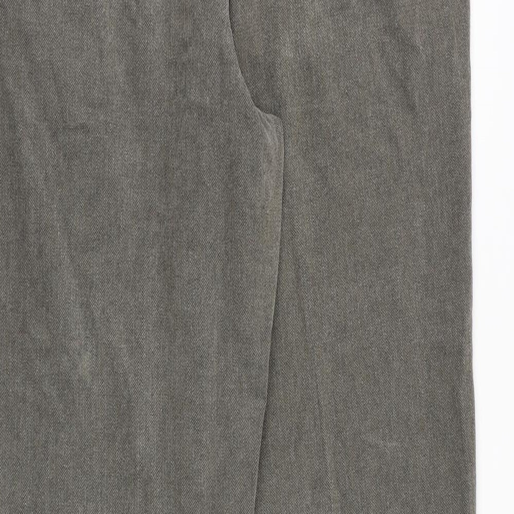 Marks and Spencer Mens Grey Cotton Trousers Size 34 in Regular Zip