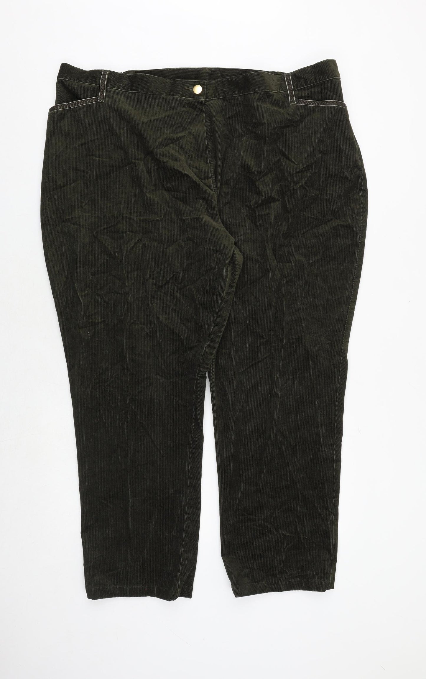 Marks and Spencer Womens Green Cotton Trousers Size 24 Regular