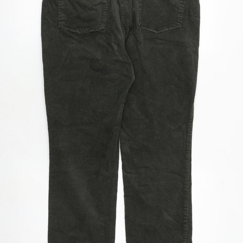 Marks and Spencer Womens Grey Cotton Trousers Size 14 Regular Zip