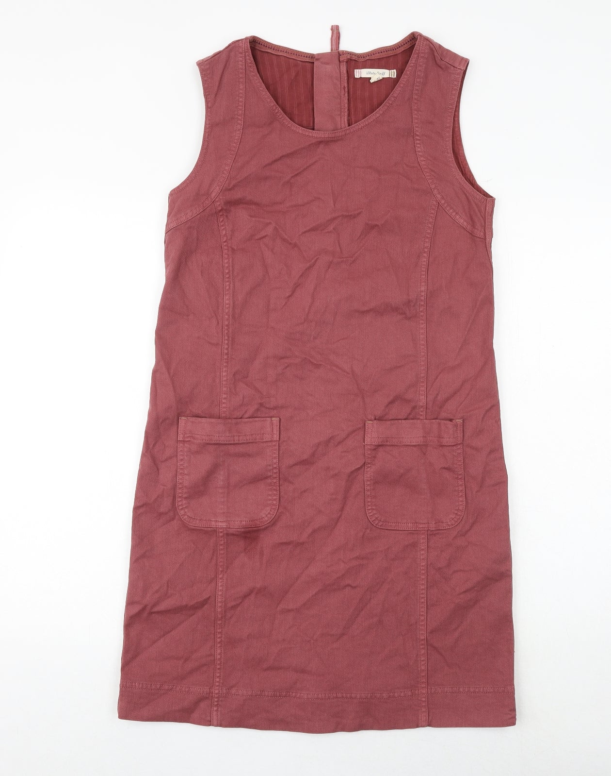 White Stuff Womens Pink Cotton A-Line Size 8 Round Neck Zip