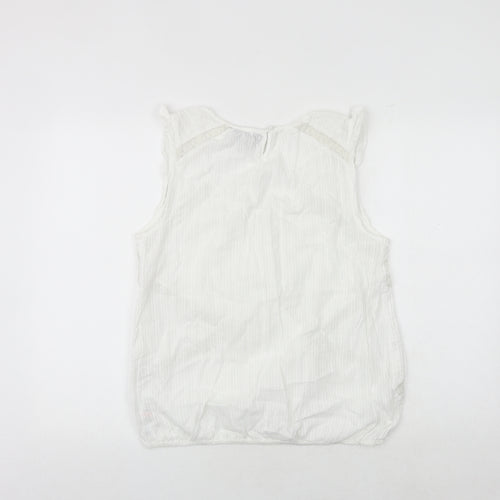 Dorothy Perkins Womens White 100% Cotton Basic Blouse Size 16 Scoop Neck - Lace Detail