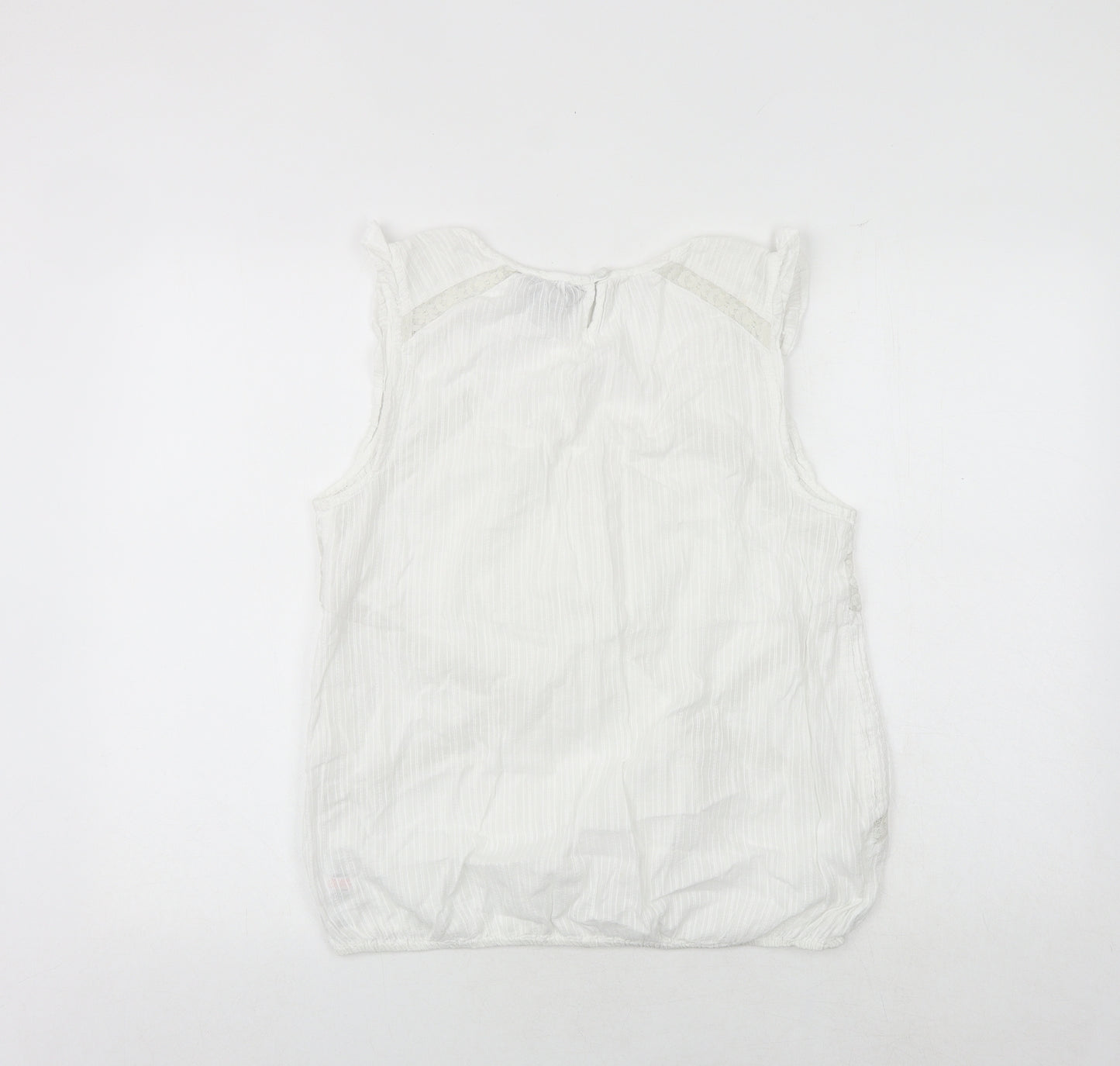 Dorothy Perkins Womens White 100% Cotton Basic Blouse Size 16 Scoop Neck - Lace Detail
