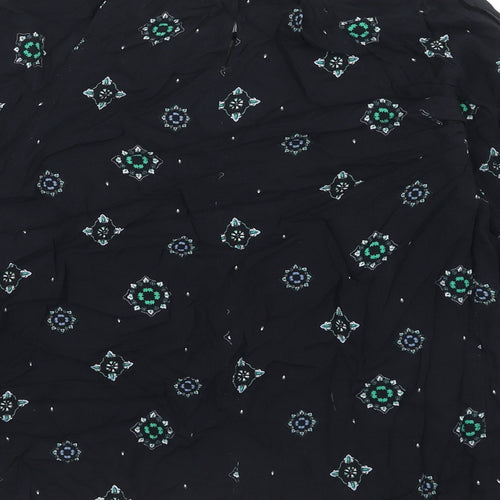 Marks and Spencer Womens Blue Geometric Viscose Basic Blouse Size 8 Boat Neck