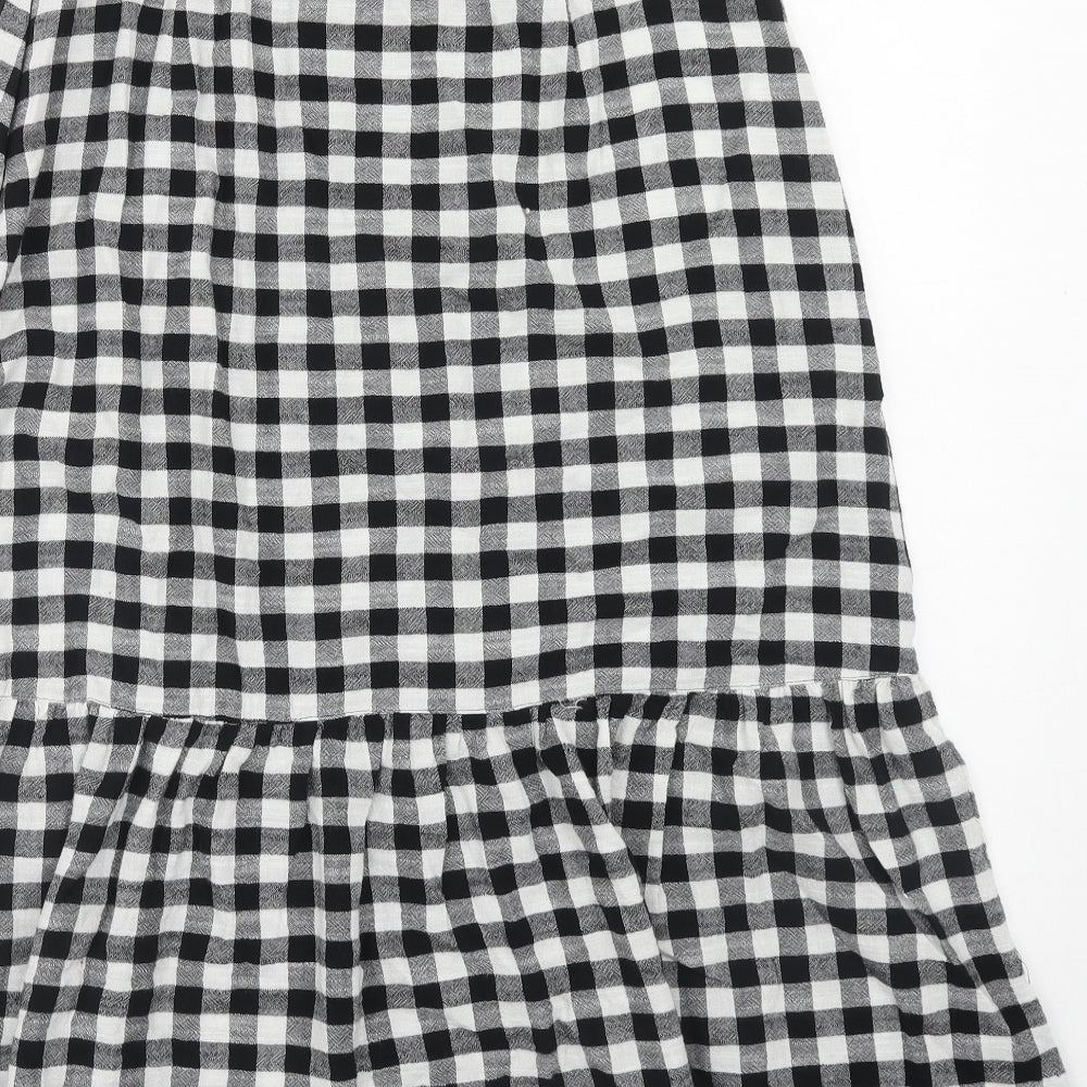 Marks and Spencer Womens Black Check Cotton Peasant Skirt Size 10