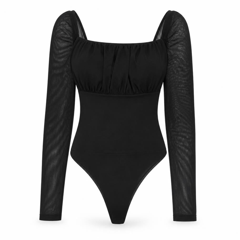 Front view of New Look women’s black polyester playsuit one-piece, size UK 8, snap
