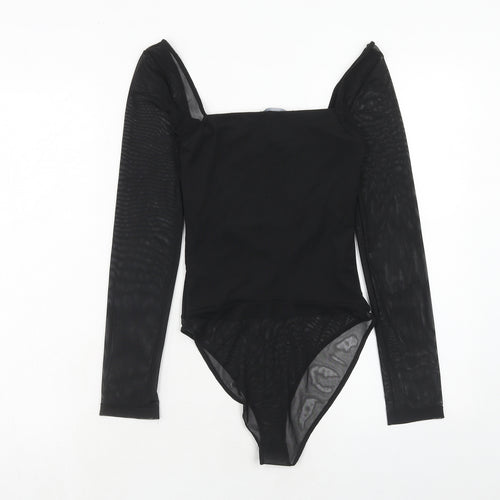 New Look Womens Black Polyester Playsuit One-Piece Size 8 Snap