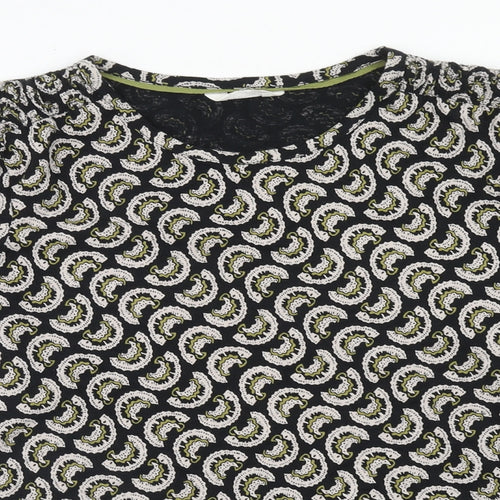 Per Una Womens Black Geometric Cotton Basic Blouse Size 16 Round Neck