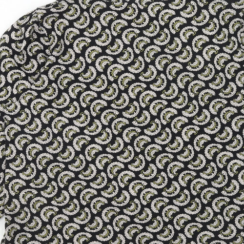 Per Una Womens Black Geometric Cotton Basic Blouse Size 16 Round Neck