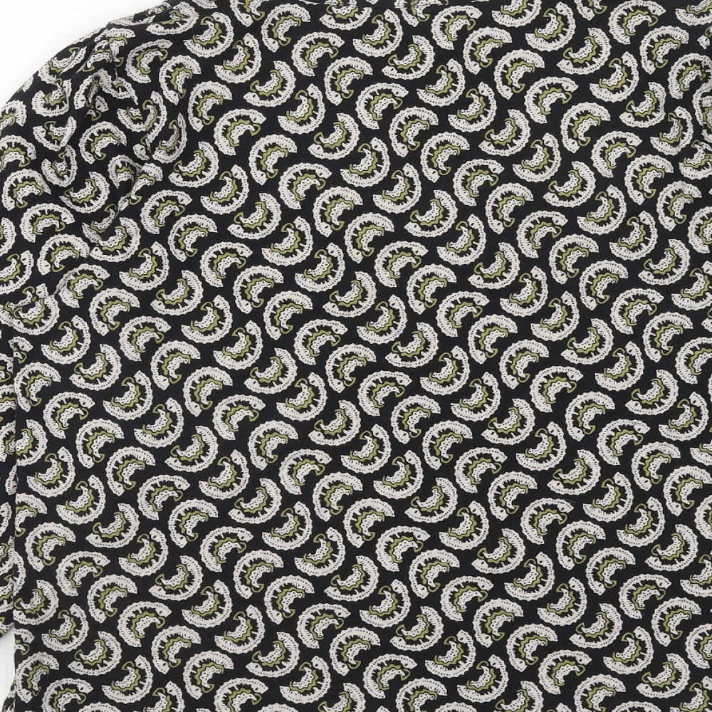 Per Una Womens Black Geometric Cotton Basic Blouse Size 16 Round Neck
