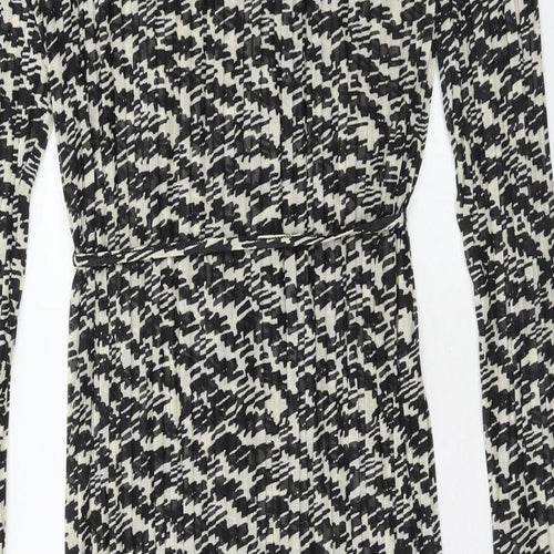 Marks and Spencer Womens Black Geometric Polyester Shift Size 16 Mock Neck Pullover