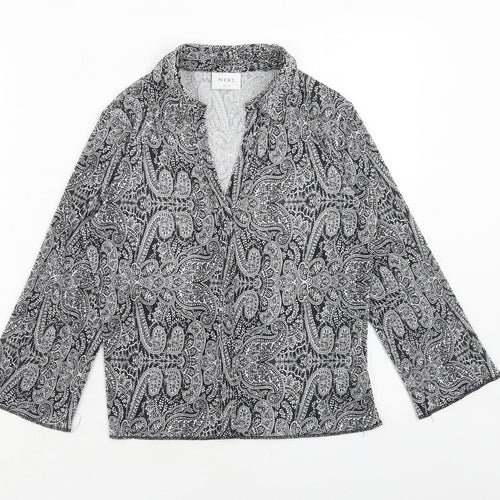 NEXT Womens Black Paisley Polyester Basic Blouse Size 6 Collared