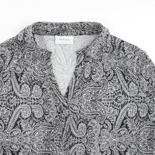 NEXT Womens Black Paisley Polyester Basic Blouse Size 6 Collared