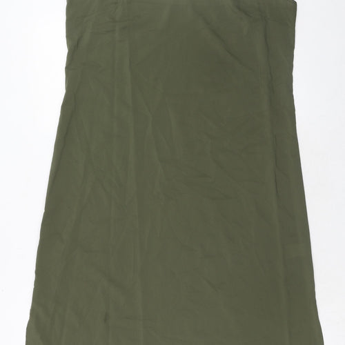 Marks and Spencer Womens Green Polyester Slip Dress Size 14 V-Neck Pullover