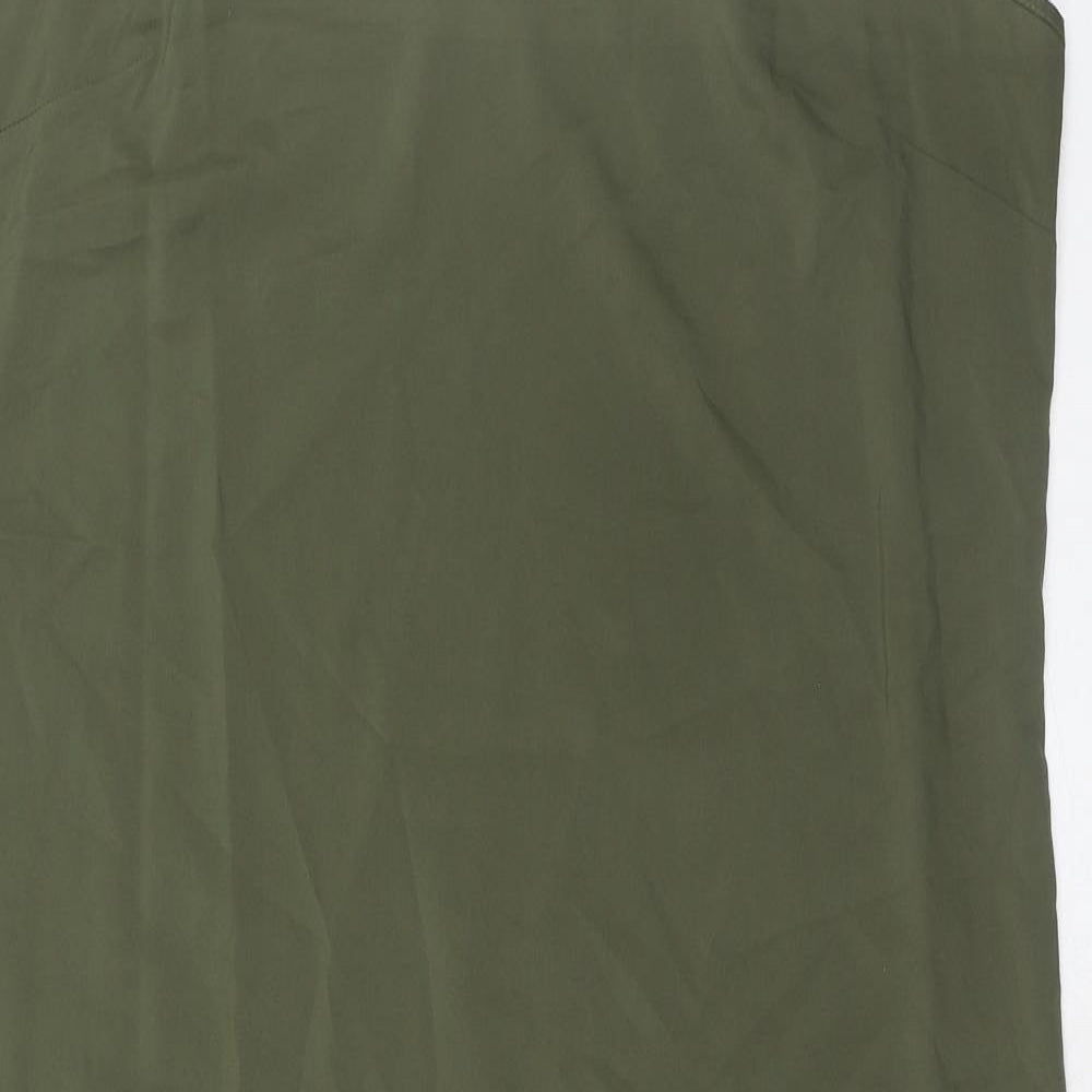 Marks and Spencer Womens Green Polyester Slip Dress Size 14 V-Neck Pullover