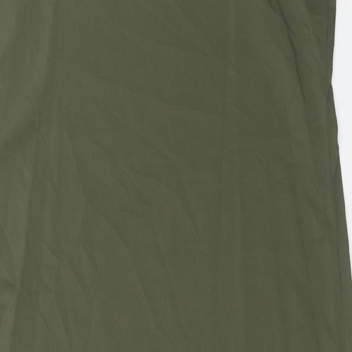 Marks and Spencer Womens Green Polyester Slip Dress Size 14 V-Neck Pullover
