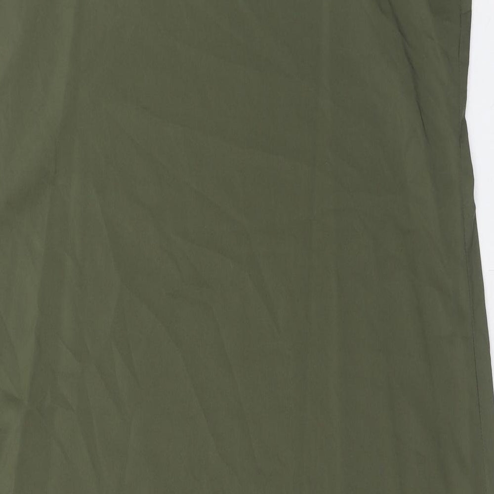 Marks and Spencer Womens Green Polyester Slip Dress Size 14 V-Neck Pullover