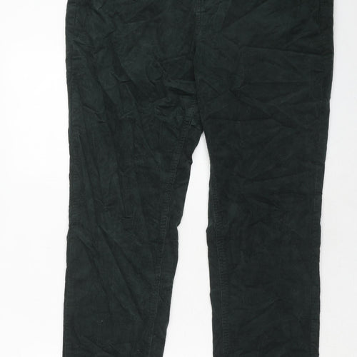 Marks and Spencer Womens Green Polyester Trousers Size 38 in Regular Zip