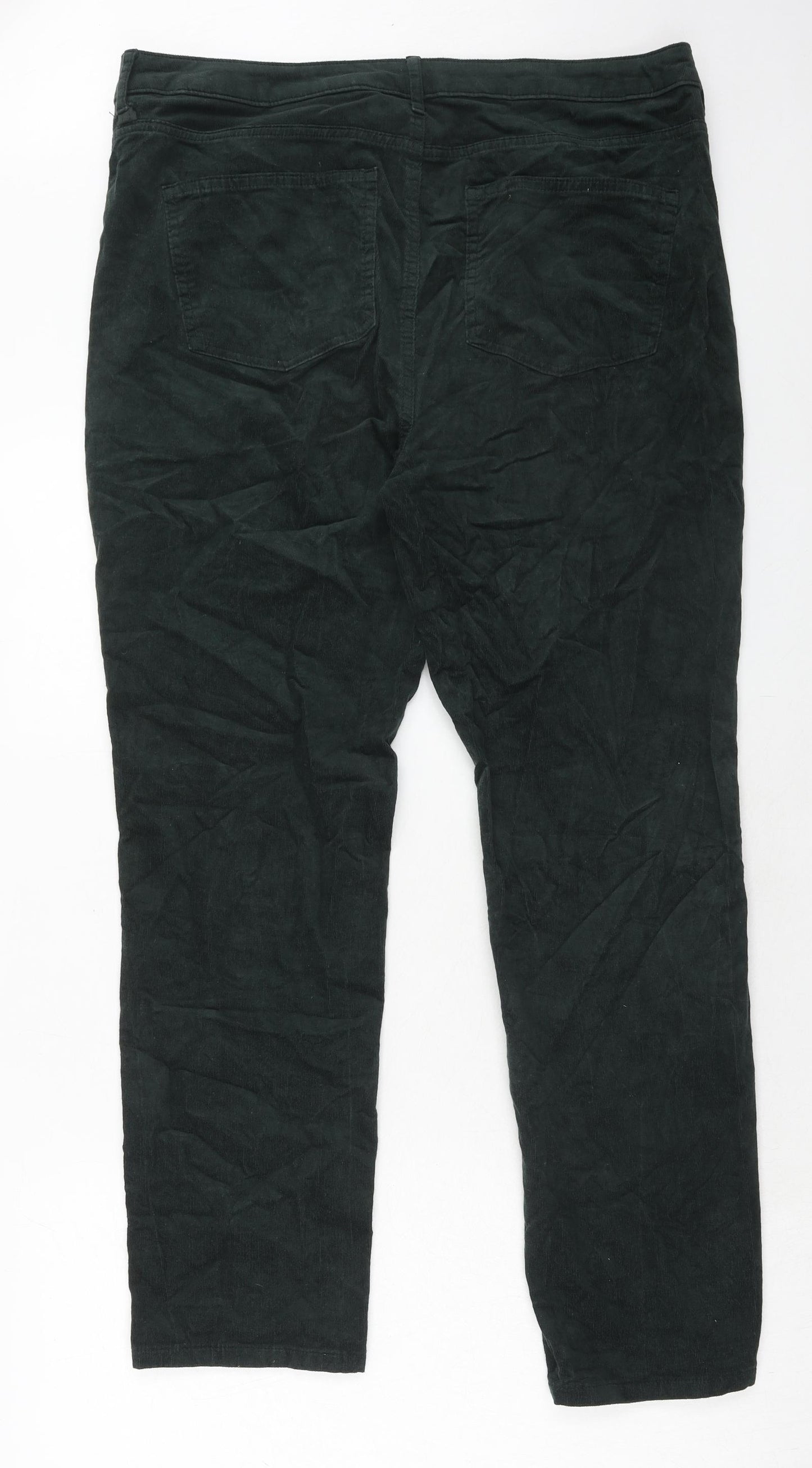 Marks and Spencer Womens Green Polyester Trousers Size 38 in Regular Zip
