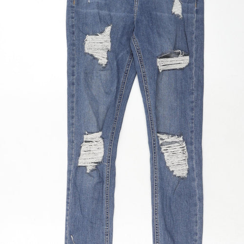 Topshop Womens Blue Cotton Skinny Jeans Size 26 in L32 in Regular Zip