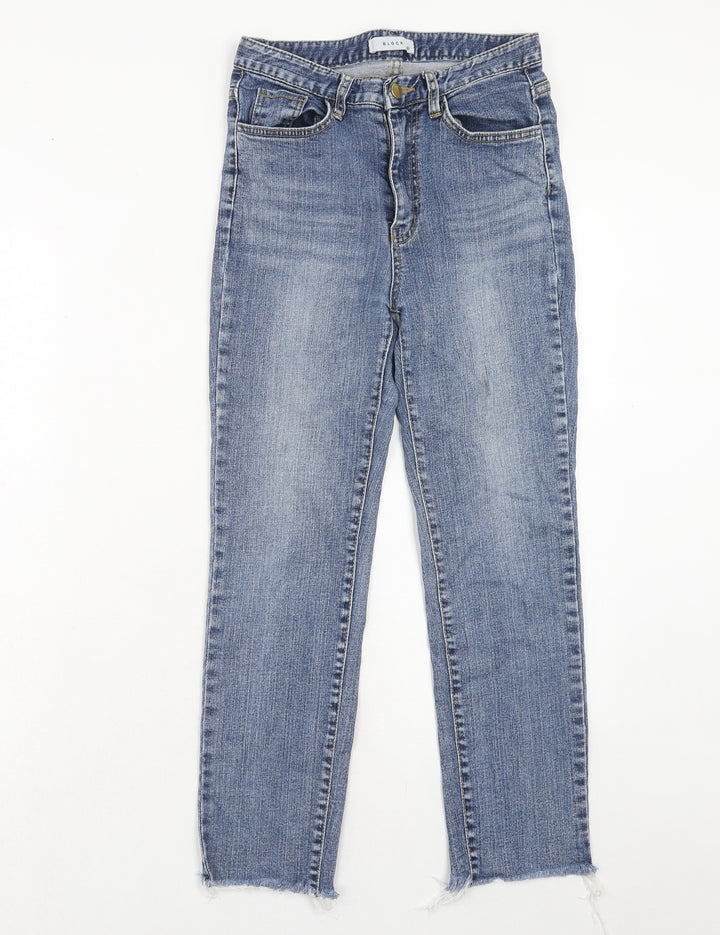 BLOCK Womens Blue Cotton Skinny Jeans Size M Regular Zip