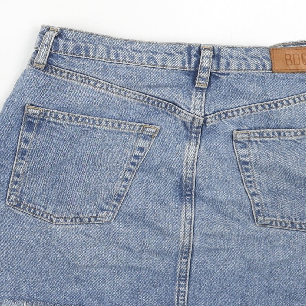 BDG Womens Blue Cotton Mini Skirt Size S Zip