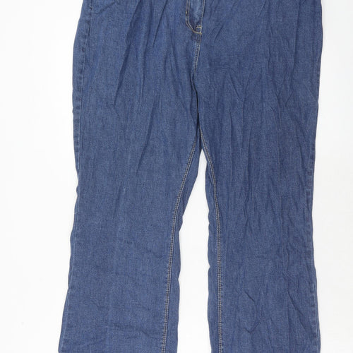 Anthology Womens Blue Cotton Bootcut Jeans Size 18 Regular Zip