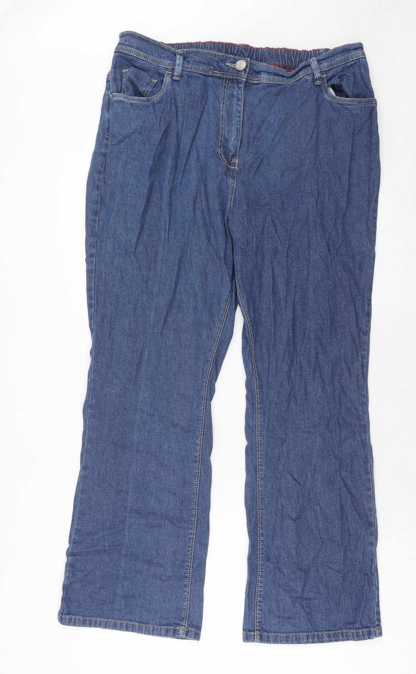 Anthology Womens Blue Cotton Bootcut Jeans Size 18 Regular Zip